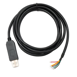 SYSTEM-S USB 2.0 Cable 180 cm Type A to RS485 6 Pin Pigtail Wire Adapter in Black