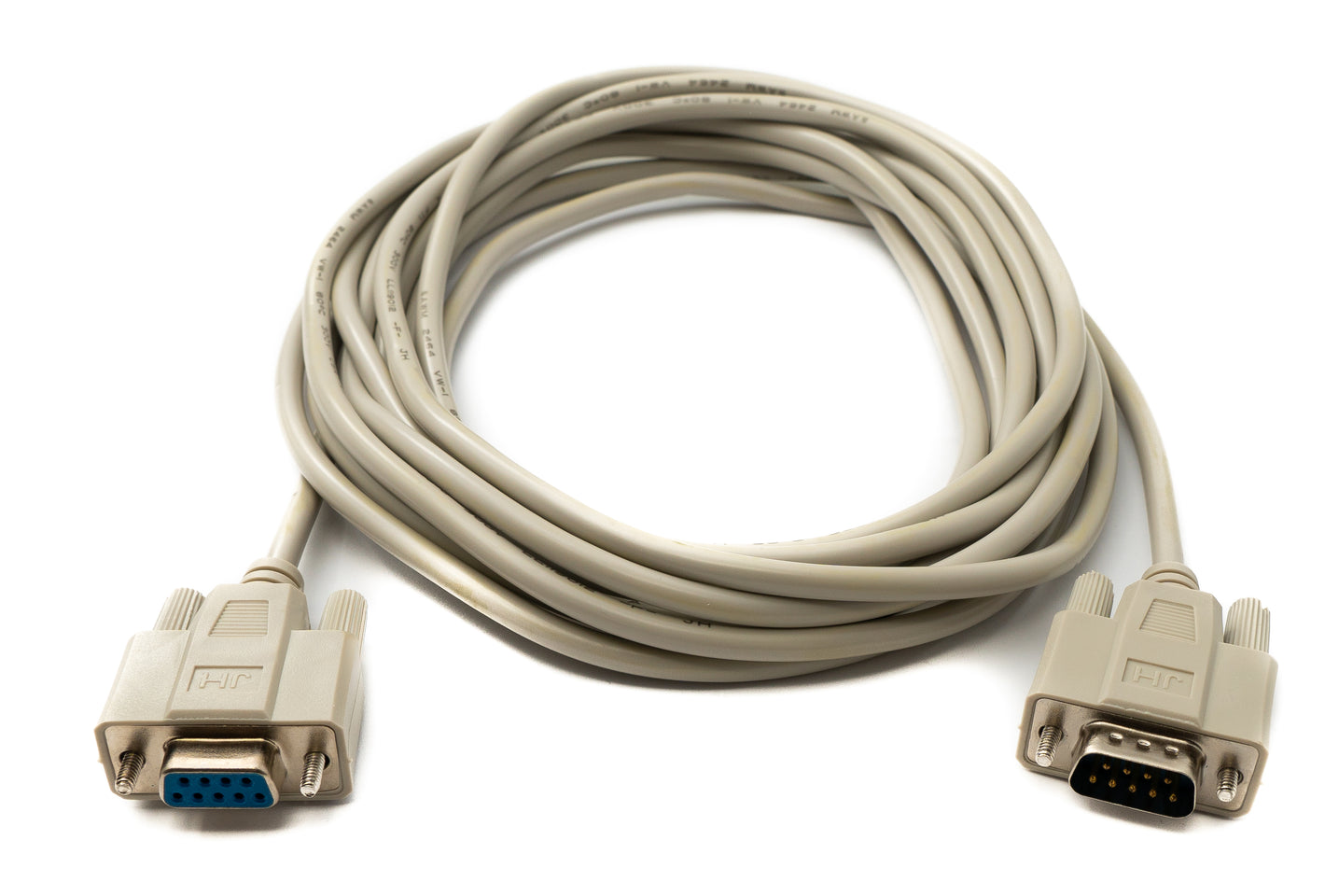 SYSTEM-S D Sub null modem cable 5 m 9 pin male to female RS232 DB9 adapter in grey