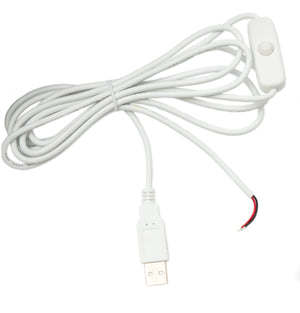 SYSTEM-S USB 2.0 Kabel 100 cm Typ A Stecker zu 2 Pin Pigtail vorgezinnt Draht Schalter Adapter Weiß