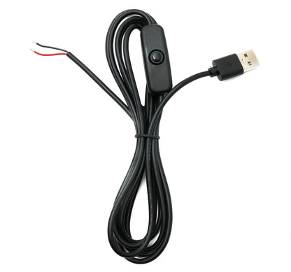 SYSTEM-S USB 2.0 Kabel 100 cm Typ A Stecker zu 2 Pin Pigtail vorgezinnt Draht Schalter Adapter Schwarz