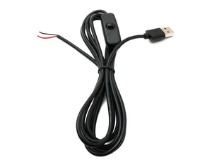 SYSTEM-S USB 2.0 cable 100 cm type A male to 2 pin pigtail pre-tinned wire switch adapter black