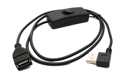 SYSTEM-S USB 2.0 Kabel 100 cm Typ A Stecker zu Buchse Schalter Winkel Left Angled Adapter