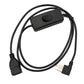 SYSTEM-S USB 2.0 Kabel 100 cm Typ A Stecker zu Buchse Schalter Winkel Left Angled Adapter