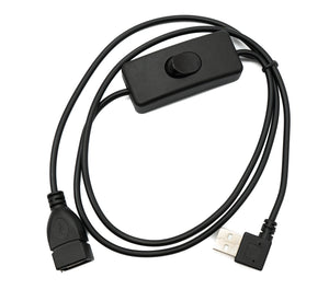 SYSTEM-S USB 2.0 Kabel 100 cm Typ A Stecker zu Buchse Schalter Winkel Left Angled Adapter