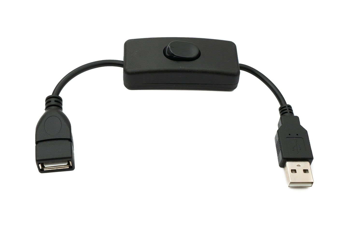 SYSTEM-S USB 2.0 Kabel 20 cm Typ A Stecker zu Buchse Schalter Adapter in Schwarz