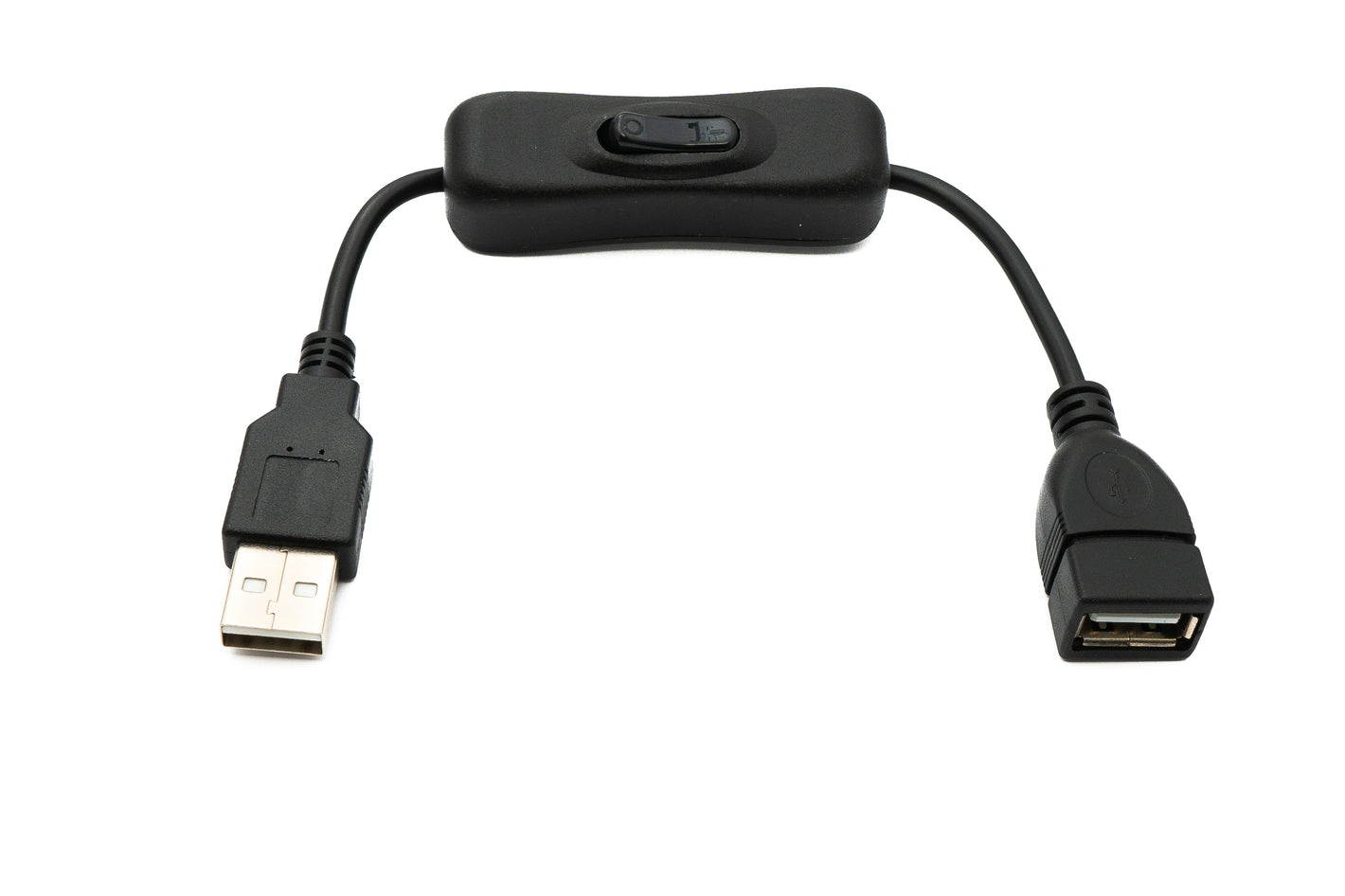 SYSTEM-S USB 2.0 Kabel 20 cm Typ A Stecker zu Buchse Schalter Adapter in Schwarz