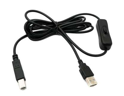 SYSTEM-S USB 2.0 Kabel 2 m Typ B Stecker zu A Stecker Schalter in Schwarz