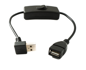 SYSTEM-S USB 2.0 Kabel 30 cm Typ A Stecker zu Buchse Schalter Winkel Down Angled Adapter