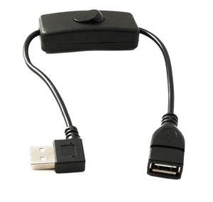 SYSTEM-S USB 2.0 Kabel 30 cm Typ A Stecker zu Buchse Schalter Winkel Left Angled Adapter