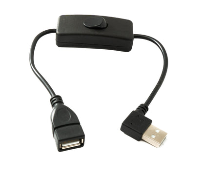 SYSTEM-S USB 2.0 Kabel 30 cm Typ A Stecker zu Buchse Schalter Winkel Right Angled