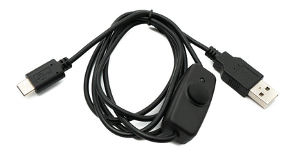 SYSTEM-S USB 3.1 Kabel 120 cm Typ C Stecker zu 2.0 A Stecker Schalter Adapter in Schwarz