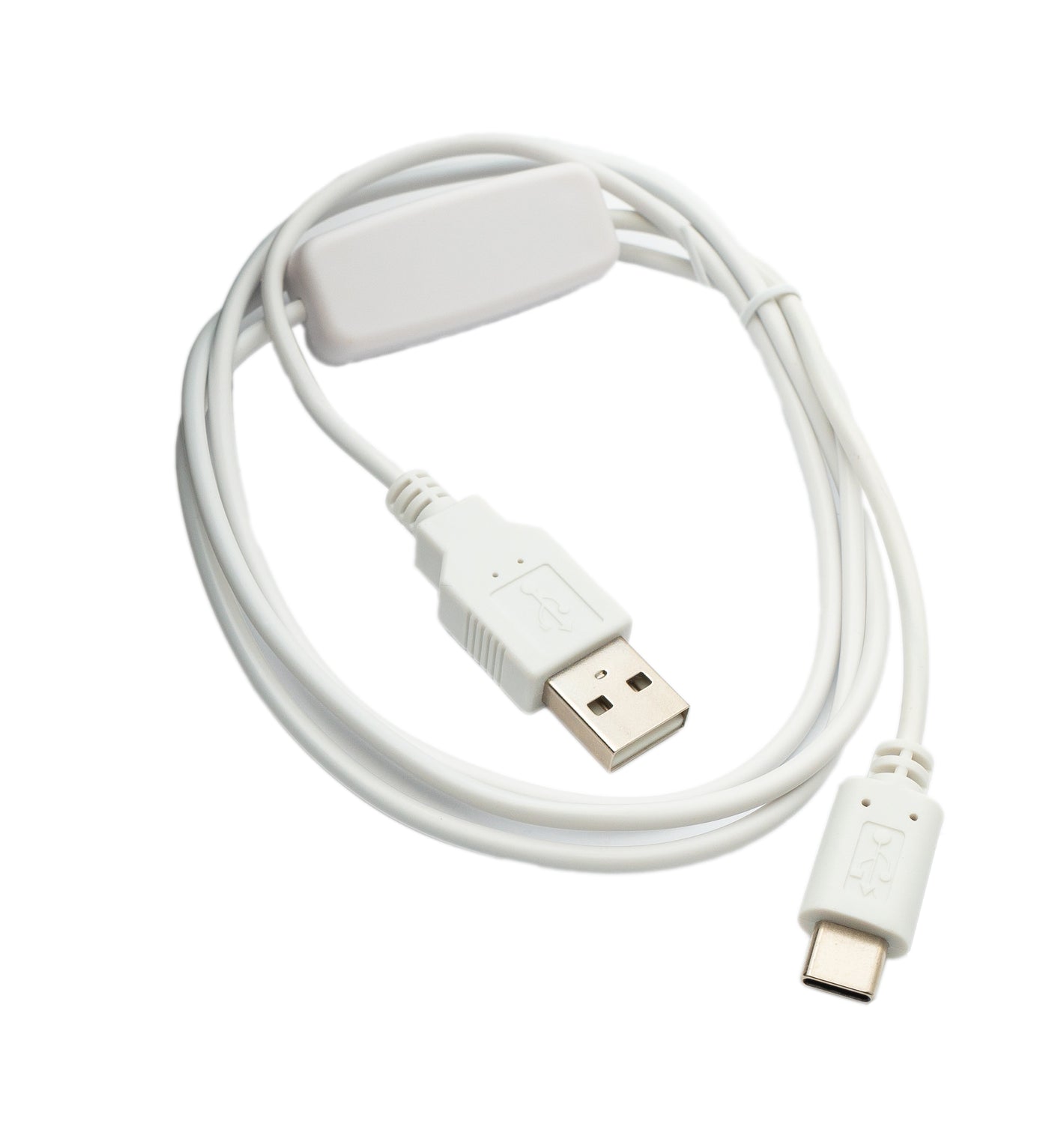 SYSTEM-S USB 3.1 Kabel 120 cm Typ C Stecker zu 2.0 A Stecker Schalter Adapter in Weiß