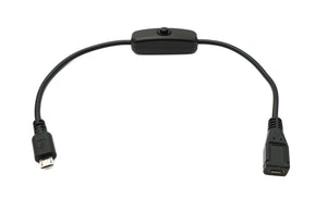 SYSTEM-S USB 2.0 Kabel 30 cm Micro B Stecker zu Buchse Schalter Adapter in Schwarz