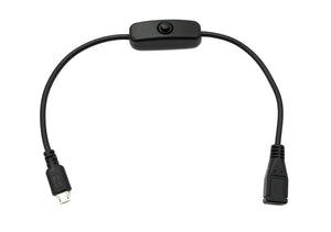 SYSTEM-S USB 2.0 Kabel 30 cm Micro B Stecker zu Buchse Schalter Adapter in Schwarz