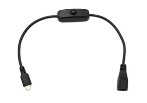 SYSTEM-S USB 2.0 cable 30 cm Micro B male to female switch adapter in black 