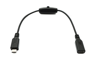 SYSTEM-S USB 3.1 Kabel 30 cm Typ C Stecker zu Buchse Schalter Adapter in Schwarz