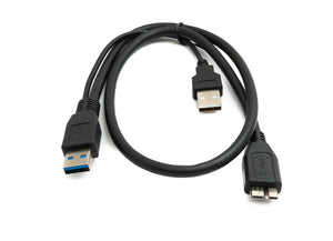 SYSTEM-S USB 3.0 Y Kabel 60 cm Typ A Stecker zu Micro B Stecker & 2.0 A Stecker Adapter in Schwarz