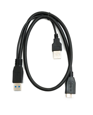 SYSTEM-S USB 3.0 Y Kabel 60 cm Typ A Stecker zu Micro B Stecker & 2.0 A Stecker Adapter in Schwarz