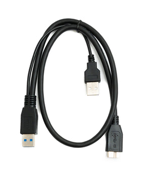 SYSTEM-S USB 3.0 Y cable 60 cm type A plug to micro B plug &amp; 2.0 A plug adapter in black