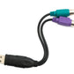 SYSTEM-S PS/2 Y Kabel 15 cm 2x Buchse zu USB 2.0 Typ A Stecker in Schwarz