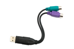 SYSTEM-S PS/2 Y cable 15 cm 2x female to USB 2.0 type A male in black