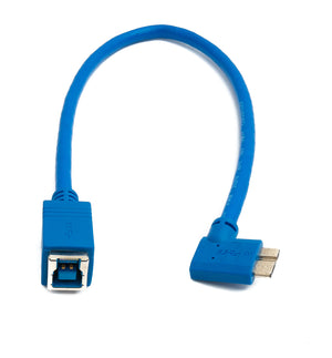 Câble USB 3.0 SYSTEM-S 30 cm Type B Femelle vers Micro B Mâle Adaptateur 5 Gbit/s Coudé à Droite en Bleu