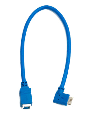 Câble USB 3.0 SYSTEM-S 30 cm Type B Femelle vers Micro B Mâle Adaptateur 5 Gbit/s Coudé à Droite en Bleu