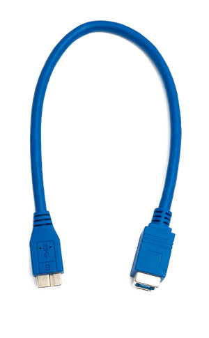 Câble SYSTEM-S USB 3.0 30 cm type B femelle vers micro B mâle adaptateur 5 Gbit/s en bleu