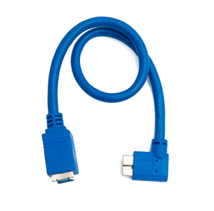 SYSTEM-S USB 3.0 Kabel 30 cm Typ B Buchse zu Micro B Stecker Left Angled Winkel 5 Gbit/s Adapter in Blau