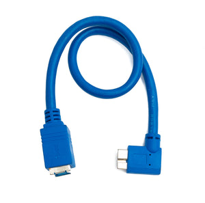 Câble USB 3.0 SYSTEM-S 30 cm Type B Femelle vers Micro B Mâle Adaptateur 5 Gbit/s Coudé à Gauche en Bleu