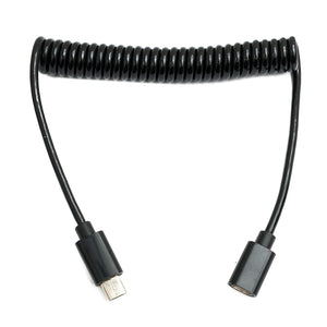 SYSTEM-S USB 2.0 Kabel 100 cm Micro B Stecker zu Buchse Spirale Adapter in Schwarz