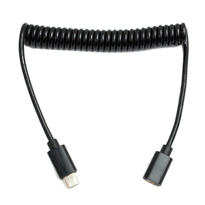 SYSTEM-S USB 2.0 cable 100 cm Micro B male to female spiral adapter in black