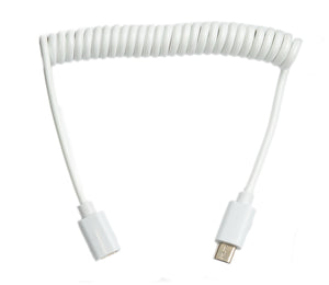 SYSTEM-S USB 2.0 Kabel 100 cm Micro B Stecker zu Buchse Spirale Adapter in Weiß