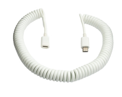 SYSTEM-S USB 2.0 cable 3 m Micro B male to female spiral adapter in white