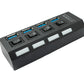 SYSTEM-S USB 3.0 Hub 4x Typ A Buchse zu Micro B Buchse mit Kabel Schalter Adapter in Schwarz