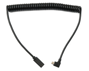 SYSTEM-S USB 3.1 Kabel 180 cm Typ C Buchse zu 2.0 Micro B Stecker Spirale Left Angled Winkel