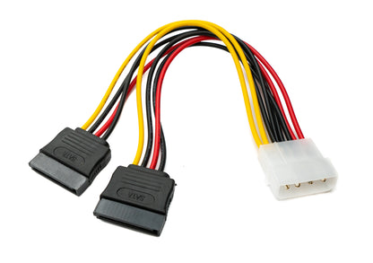 SYSTEM-S SATA Y Câble 20 cm 2x 15Pin Femelle vers IDE 4Pin Molex Femelle Adaptateur pour Disques Durs