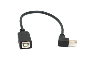 SYSTEM-S USB 2.0 Kabel 20 cm Typ B Stecker zu Buchse Down Angled Winkel Adapter in Schwarz