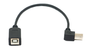 SYSTEM-S USB 2.0 Kabel 20 cm Typ B Stecker zu Buchse Left Angled Winkel Adapter in Schwarz