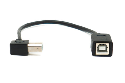 SYSTEM-S USB 2.0 Kabel 20 cm Typ B Stecker zu Buchse Right Angled Winkel Adapter in Schwarz