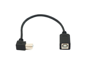 SYSTEM-S USB 2.0 Kabel 20 cm Typ B Stecker zu Buchse Right Angled Winkel Adapter in Schwarz