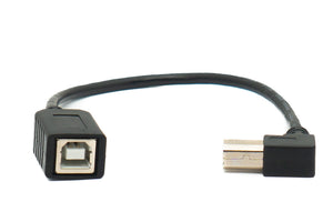 SYSTEM-S USB 2.0 Kabel 20 cm Typ B Stecker zu Buchse Up Angled Winkel Adapter in Schwarz