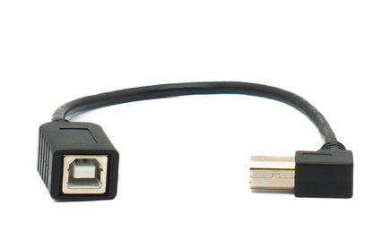 SYSTEM-S USB 2.0 Kabel 20 cm Typ B Stecker zu Buchse Up Angled Winkel in Schwarz