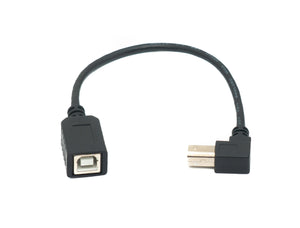 SYSTEM-S USB 2.0 Kabel 20 cm Typ B Stecker zu Buchse Up Angled Winkel Adapter in Schwarz