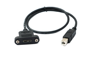 SYSTEM-S USB 3.0 Kabel 50 cm Micro B Buchse zu 2.0 Typ B Stecker Panel Mount Schraube