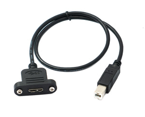 SYSTEM-S USB 3.0 Kabel 50 cm Micro B Buchse zu 2.0 Typ B Stecker Panel Mount Schraube