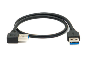 SYSTEM-S USB 3.0 Kabel 40 cm Typ A Stecker zu Stecker Left Angled Winkel 5 Gbit/s Adapter Schwarz