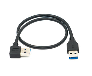 SYSTEM-S USB 3.0 Kabel 40 cm Typ A Stecker zu Stecker Left Angled Winkel 5 Gbit/s Adapter Schwarz