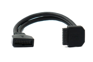 SYSTEM-S USB 3.0 Kabel 25 cm 19 Pin Stecker zu 20 Pin Buchse Motherboard Down Angled Winkel 5 Gbit/s 100W