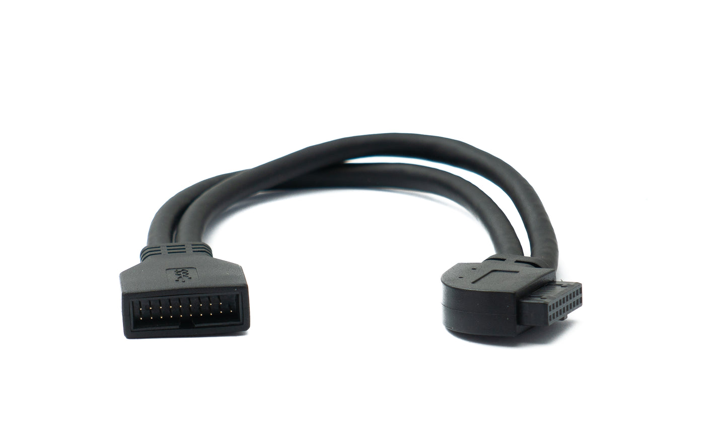 SYSTEM-S USB 3.0 cable 25 cm 19 pin male to 20 pin female motherboard left angled 5 Gbit/s 100W